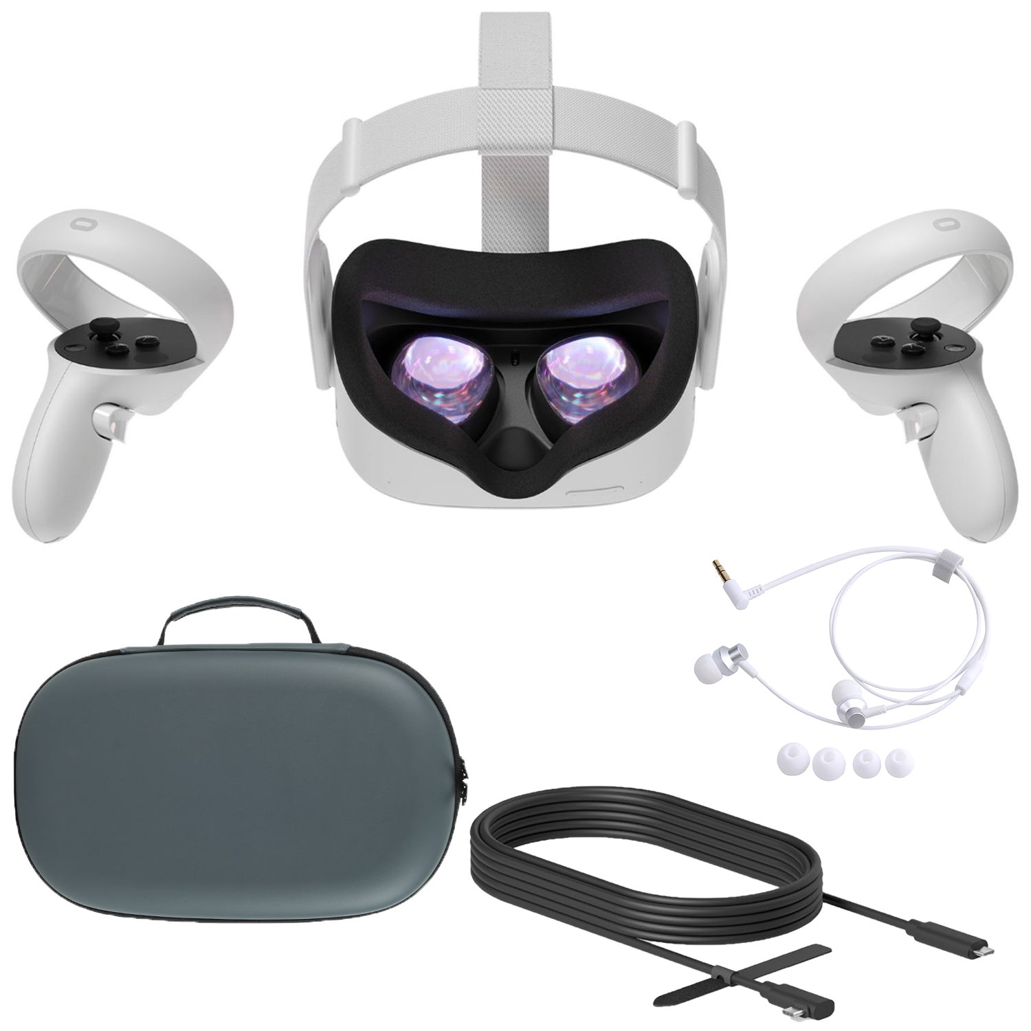 2020 Oculus Quest 2 All-In-One VR Headset, Touch Controllers, 128GB SSD, 1832x1920 up to 90 Hz Refresh Rate LCD, Glasses Compatible, 3D Audio, Mytrix Carrying Case, Earphone, Oculus Link Cable (3M) 2020 Oculus Quest 2 All-In-One VR Headset, Touch Controllers, 128GB SSD, 1832x1920 up to 90 Hz Refresh Rate LCD, Glasses Compatible, 3D Audio, Mytrix Carrying Case, Earphone, Oculus Link Cable (3M)